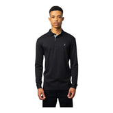 Polo Mens Double Yarn Custom Fit Long Sleeve  Golfer - Black